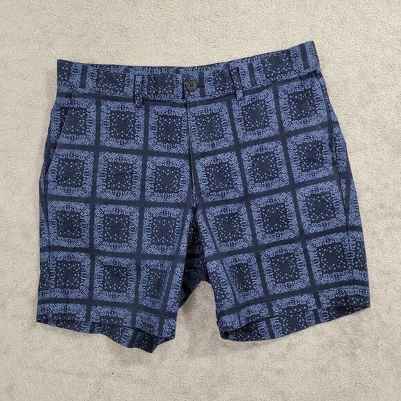 Michael Kors Mens Blue Patterned Shorts Size 31 Cotton & Elastane  JCT - Picture 1 of 6